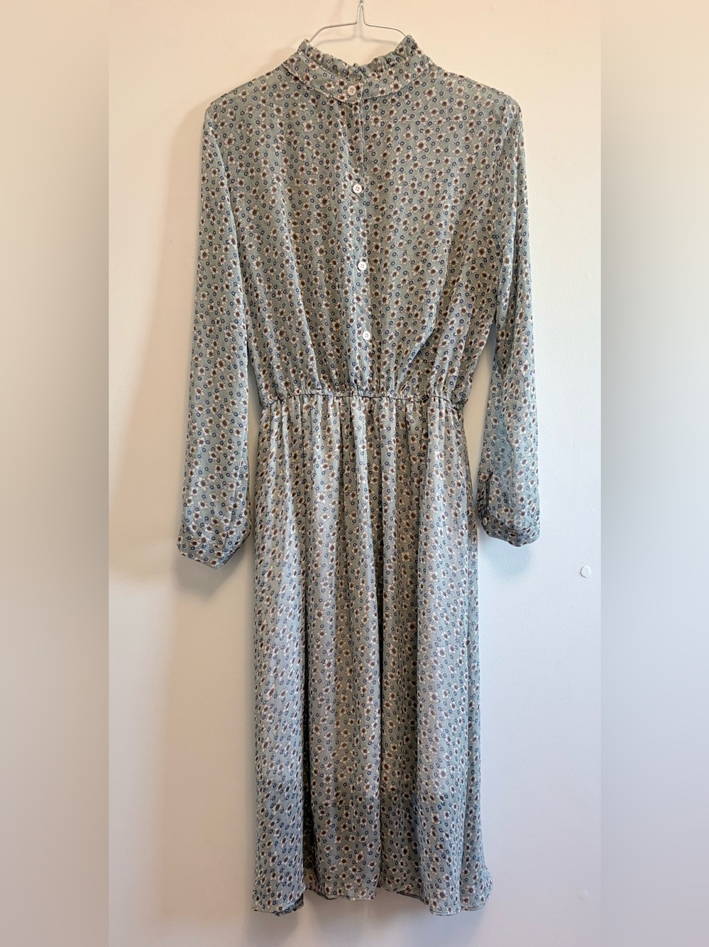 Light Blue Floral Button-Front Maxi Dress